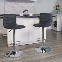 Flash Furniture CH-92023-1-GY-GG Contemporary Gray Vinyl Adjustable Height Barstool